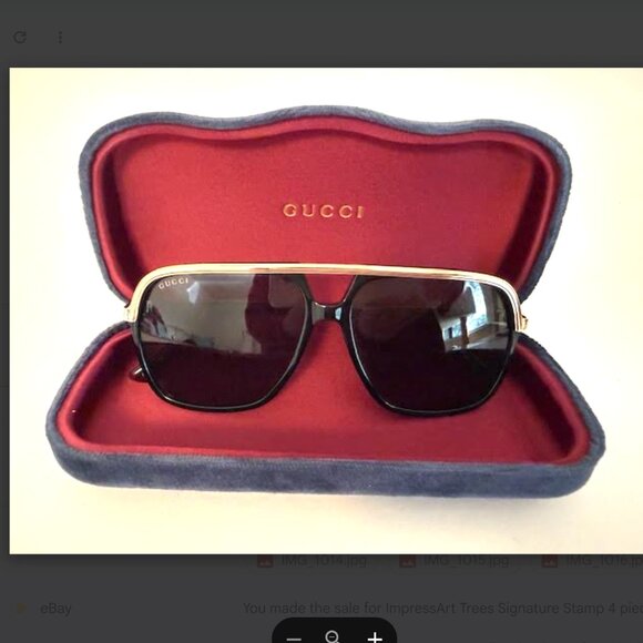 Gucci Sunglasses Gold & Brown Frame With Green Lenses Gucci GG0200S Glasses - Picture 1 of 4